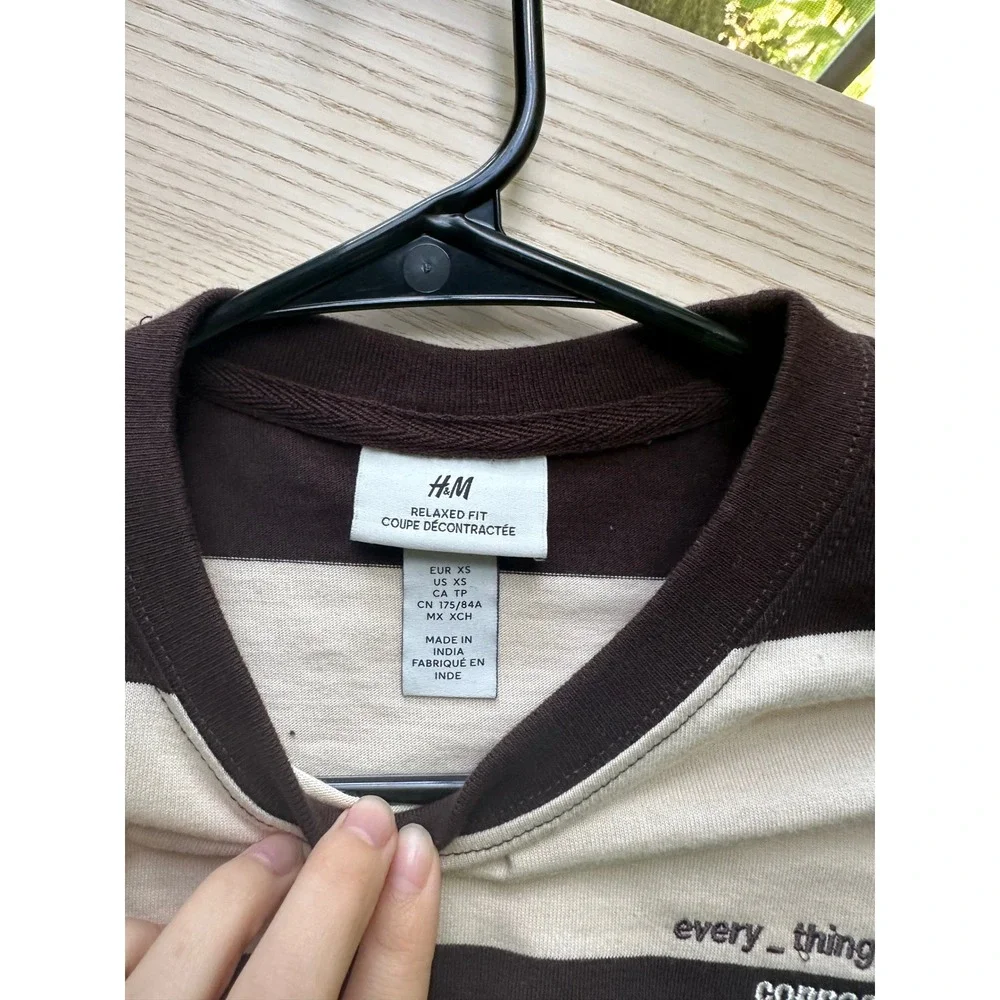 HM Relaxed Fit Striped Long Sleeve T-Shirt Mens XS Grunge Streetwear